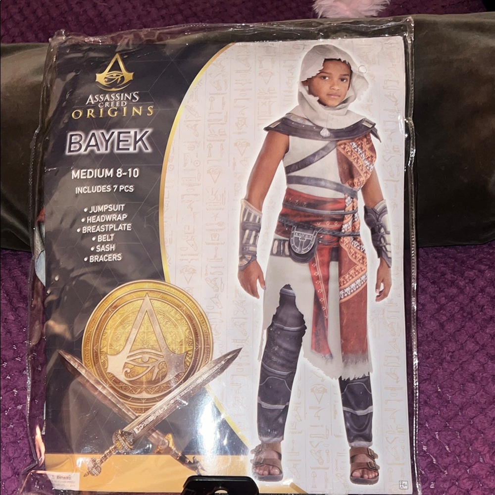 Origins Bayek Kids Costume - Black, Brown, White M 8-10 New